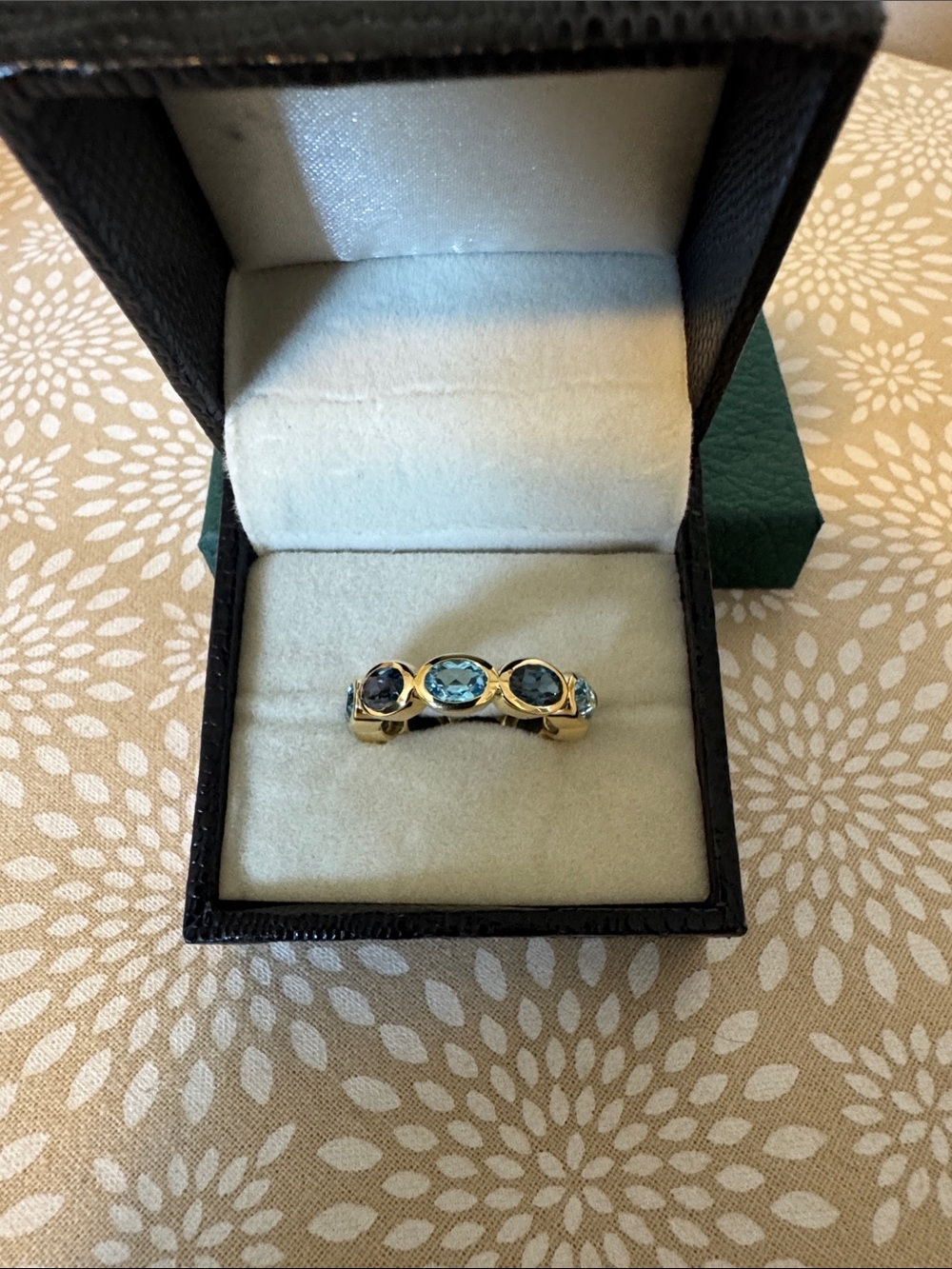 Stunning Aquamarine and London Blue Topaz Eternity Ring